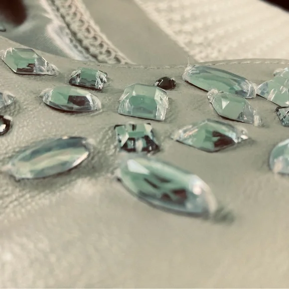 Bradley Bayou Pearlized Ivory Leather Jacket Rhinestone Pockets (Plus Size 1X) - Picture 6 of 14